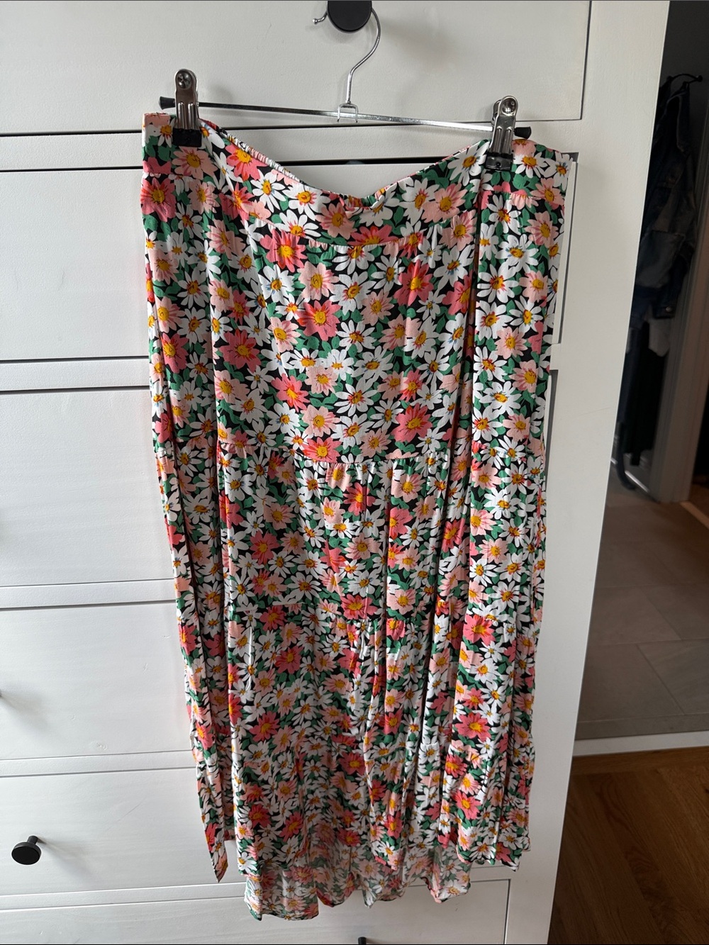 Amazon Floral Maxi Skirt in White, Pink, Orange & Green
